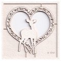 SCRAPINIEC Dekorpappe Die Cut Chipboard Dekoration Ornament, Herz Hirsch