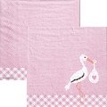 SERVIETTEN 1 Stück Motivservietten Decoupage Napkin 33x33cm - Liebe Storch rosa Storch Geburt