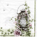 SERVIETTEN 1 Stück Motivservietten Decoupage Napkin 33x33cm, Shabby Rose & Lantern 