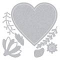 SIZZIX Stanzform Präge Stanzschablone Cutting Die, Bold Floral Heart 664492