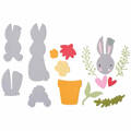 SIZZIX Stanzform Präge Stanzschablone Cutting Die, Bunny Bits & Blooms