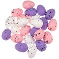 STYROPOREIER Ostern Dekoration Ostereier Eggs 24 Stück, 2.5x3.5 cm weiß lila rosa