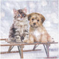 VINTAGE SERVIETTEN 1 Stück Motivservietten Decoupage Napkin 33x33cm,  Mimi & Bo Katzen und Hunde