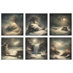 Reispapier-Set - Winter, Schnee, Frost, Nacht, Landschaft, Landschaft - RSM210 - Itd Collection