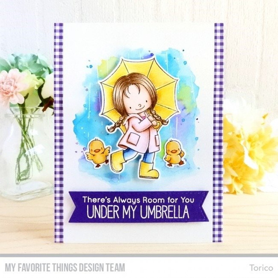 MY FAVORITE THINGS - Klar Stempel Stamps Clearstamp -  Rain or Shine,  Mädchen mit Regenschirmen