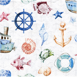SERVIETTEN 1 Stück Motivservietten Decoupage Napkin 33x33cm, Coastal Elements
