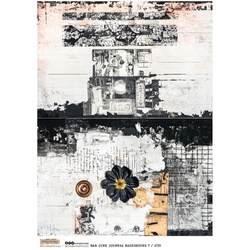 Reispapier Decoupage Bastelpapier A4 - Scraplove - B&W Junk Journal Background 7