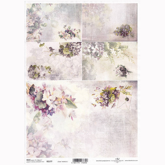 ITD Reispapier Decoupage Bastelpapier Softpapier Serviettentechnik, Blumen, Veilchen R2177