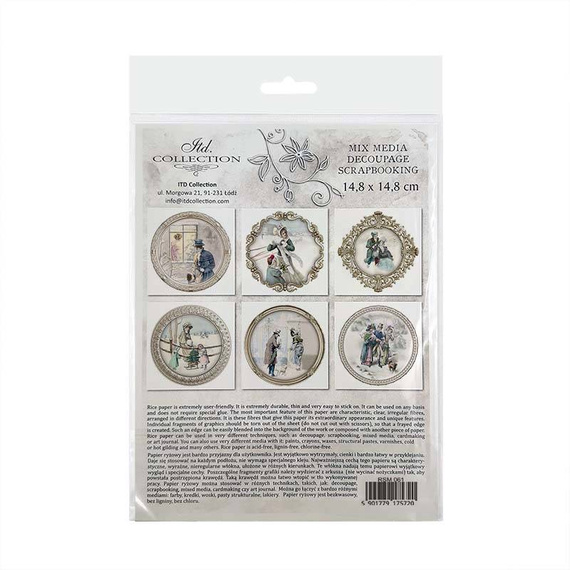 ITD Reispapier Decoupage SET Bastelpapier, vintage rahmen winter RSM061 