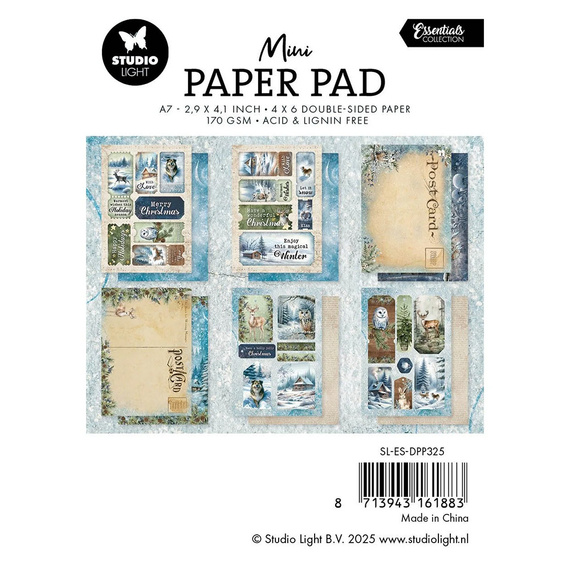 STUDIO LIGHT Scrapbooking-Papier Set A7 mit Elementen - Winter Wonderland
