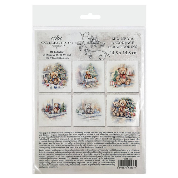 Scrapbooking-Bastelpapier-Set reisfelder - ITD - RSM138 Teddybären unter dem Weihnachtsbaum