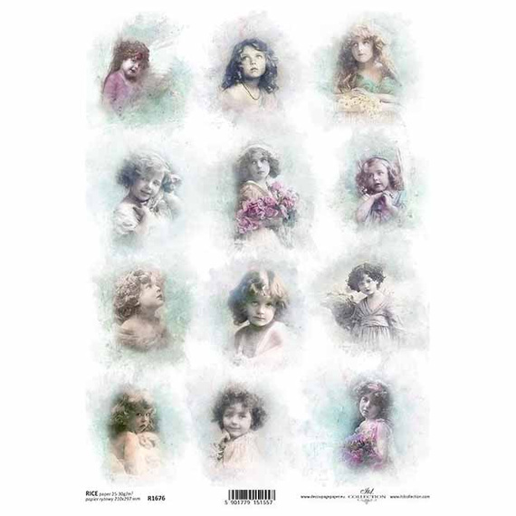 Reispapier für Decoupage, Vintage-Mädchen ITD-R1676 - A4 