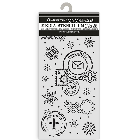 Schablone mixed-Media 3D 12x25cm - Gear Up For Christmas Schneekugeln - Stamperia