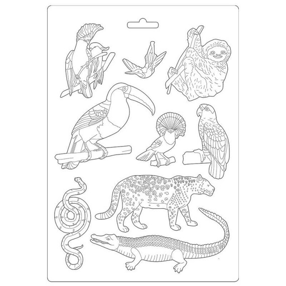 STAMPERIA flexible Gießform aus Kunststoff Form Mold Mould Dekor, Amazonia wilde Tiere