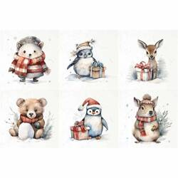 Reispapier-Set - ITD RSM103 Tiere im Winteroutfit