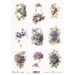 ITD Reispapier Decoupage Bastelpapier Serviettentechnik, A4 R1981 Frühlingsblumen, Veilchen