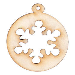 Holzkugel Anhänger Dekoration 6 cm Dekor - Schneeflocke