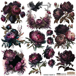 AUFKLEBER Dekor Stickers - ScrapLove - gotische Pfingstrosen