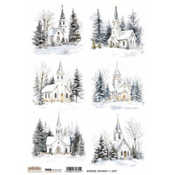 Reispapier Decoupage Bastelpapier A4 - Scraplove - Winter Pastel City 1 - Winterliche Pastellstadt 1
