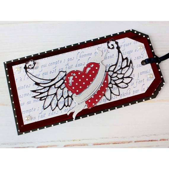 Stanzform Präge Stanzschablone Cutting Die - Zerfetzte Spitze - Geflügeltes Herz