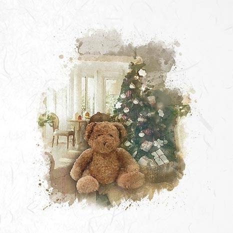 Reispapier-Set - ITD 6pcs Teddybär unter dem Weihnachtsbaum Weihnachten