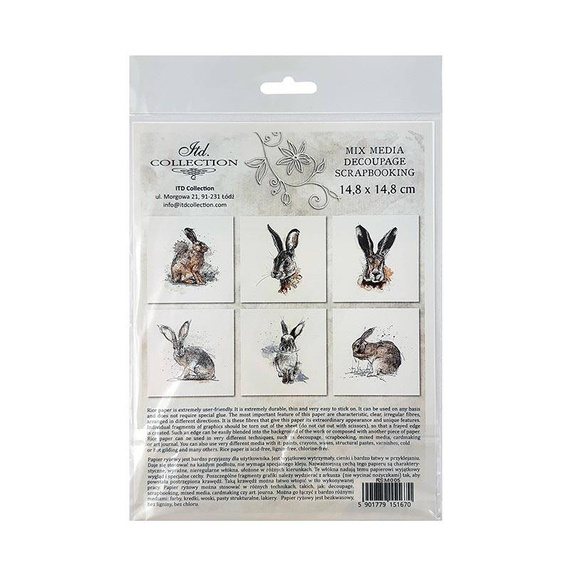 ITD Reispapier Decoupage Bastelpapier, RSM005 Hasen