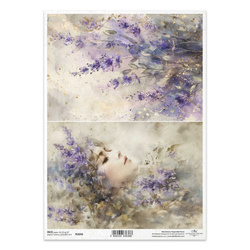 Reispapier für Decoupage A4 - lavendel, Gesicht einer Frau - R2696 - Itd Collection