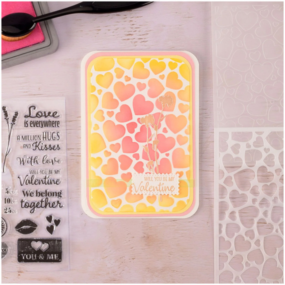 NELLIE'S CHOICE Embossing Folder Prägefolder Prägeschablone, EF3D106 Herzen