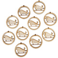 Holz-Christbaumanhänger Set 10 Stück - Schlitten - 6 cm