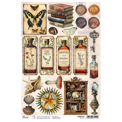 Reispapier Decoupage Bastelpapier Ciao Bella für A4-Decoupage - Cabinet of Potions Tränke