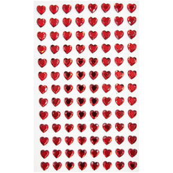 Selbstklebende Kristalle Herzen rot 8mm - 104 Stück
