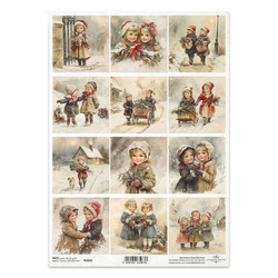 Reispapier für Decoupage A4 - Vintage Kinder, Weihnachten - R2665 - Itd Collection