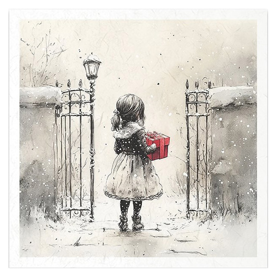 Reispapier-Set - Mädchen, Junge mit Hund, Winterlandschaft - RSM202 - Itd Collection