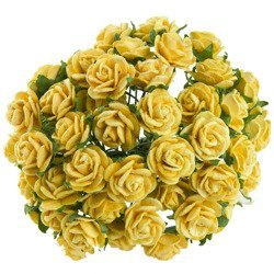 ROSEN Geöffnete 15 mm 50 Stk Scrapbooking Maulbeerpapier Blumen Flower, gelb
