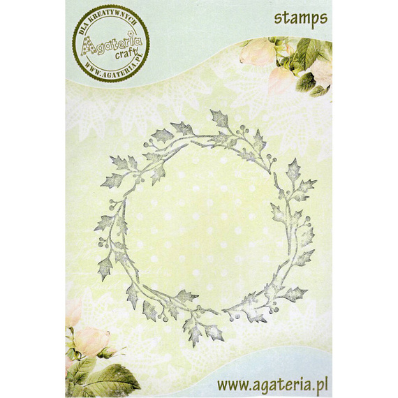 AGATERIA - Transparent Stempel Motivstempel Clear Stamp - Garland of holly, Stechpalme Kranz