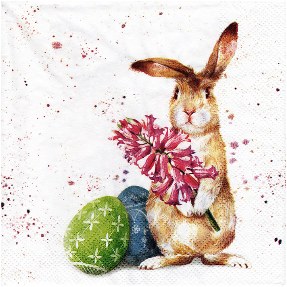 SERVIETTEN 1 Stück Motivservietten Decoupage Napkin 33x33cm, Splashy Bunny