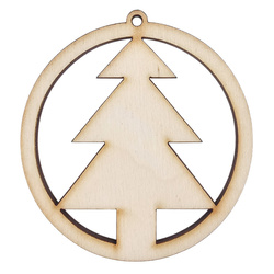 Holzkugel Anhänger Dekoration 6 cm Dekor - mit Weihnachtsbaum