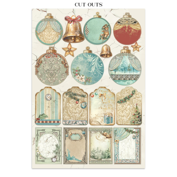 Set aus Junk Journal-Papieren, Aufklebern und Elementen - Alice in Christmas - Stamperia 