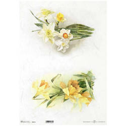 ITD Reispapier Decoupage Bastelpapier Serviettentechnik, A3 R0817L Stiefmütterchen, Narzissen