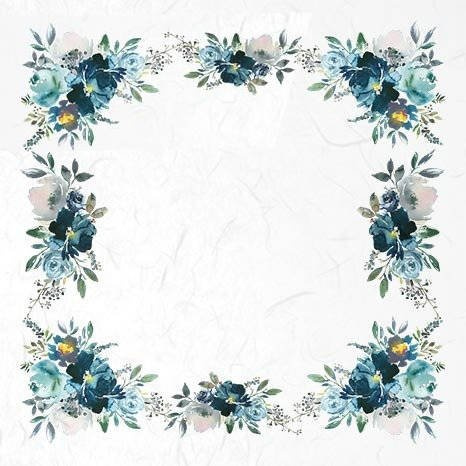 Reispapier-Set, blaue Blumen- ITD 6tlg