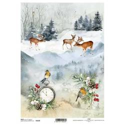 Reispapier für Decoupage ITD-R1638 - A4 Winterlandschaft
