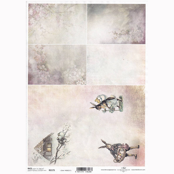 ITD Reispapier Decoupage Bastelpapier Softpapier Serviettentechnik, Osterhasen, R2173