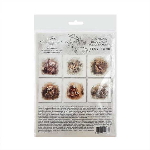 Reispapier-Set - ITD RSM024 6 Stück Teddybären