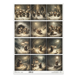 Reispapier für Decoupage A3 - Mäuse, Schnee, Wald, Laternen - R1576L - Itd Collection 