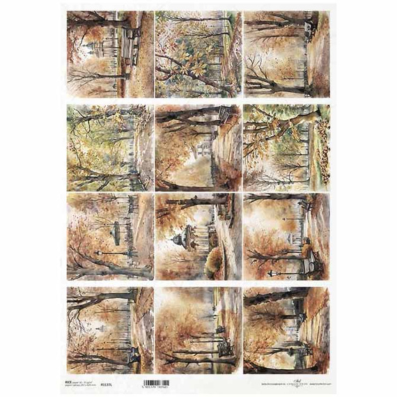 Reispapier für Decoupage A3 ITD-1137L Herbstansichten, Pflanzen, Herbst, Park