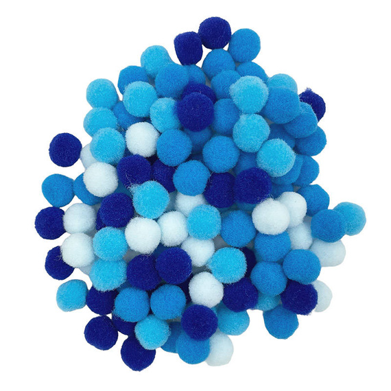 LOVEART POMPONS 120Stk./10mm Bommel Bastelmaterial Bälle zum Basteln, Mix blau