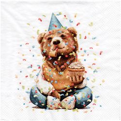 SERVIETTEN 1 Stück Motivservietten Decoupage Napkin 33x33cm, Happy Teddy