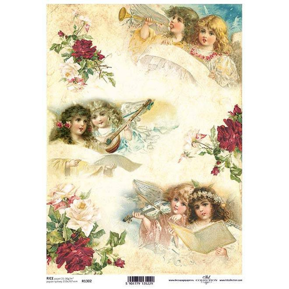 ITD Reispapier Decoupage Bastelpapier Softpapier Serviettentechnik, Engel R1302