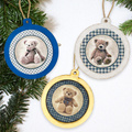 Weihnachts-Decoupage-Set – Kugeln mit Teddys in blauer Karo