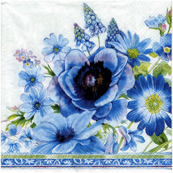 SERVIETTEN 1 Stück Motivservietten Decoupage Napkin 33x33cm, Springtime Blues